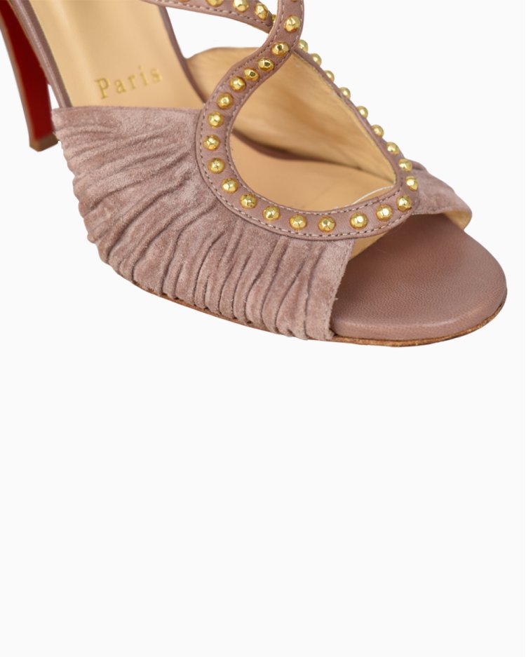Sandália Louboutin Original Tachas Nude feminino